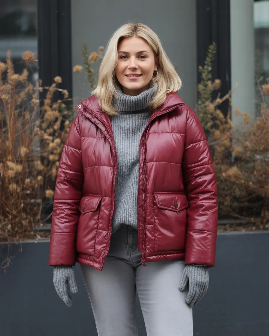 Modern Winter Outfits 2025/2026 Burgundy and Gray