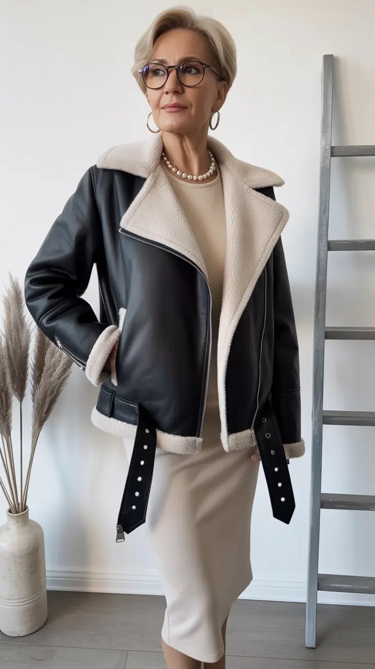 Modern Winter Outfits 2025 2026 for 50 Women Pearl and Shearling Elegance