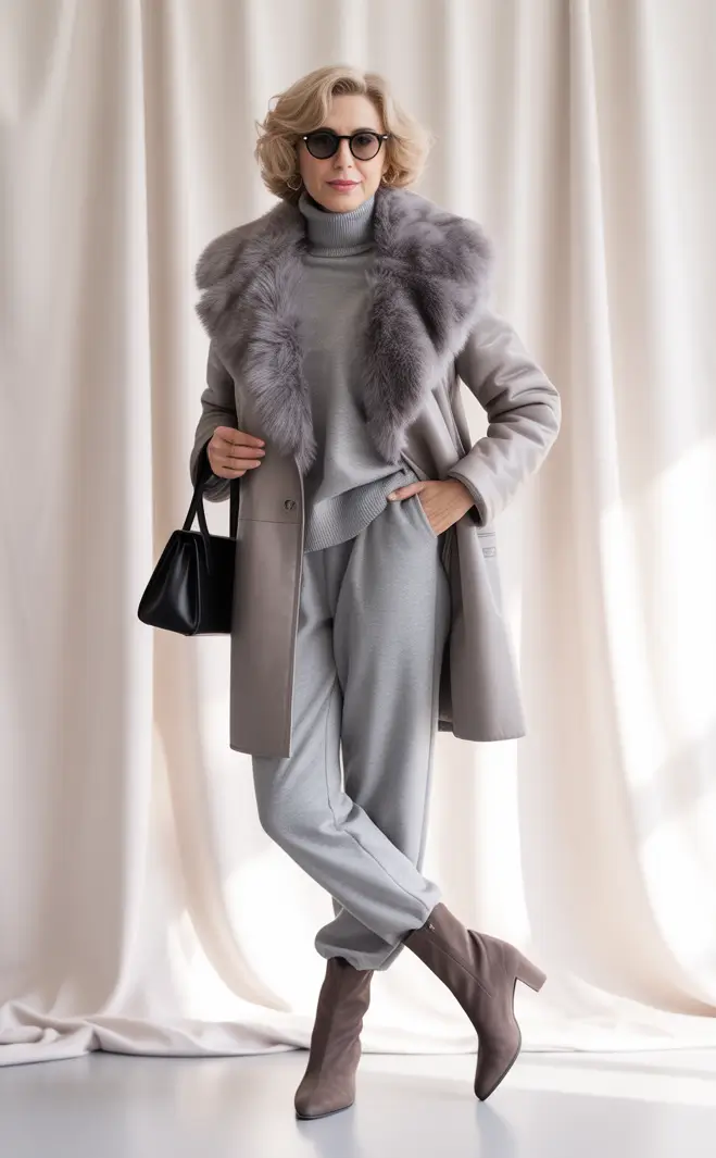 Modern Winter Outfits 2025 2026 for 50 Women Monochrome Grey Luxe