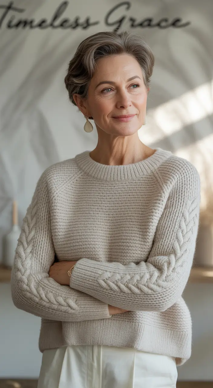 modern winter outfits 2025 / 2026 for 60+ women timeless knitwear simplicity