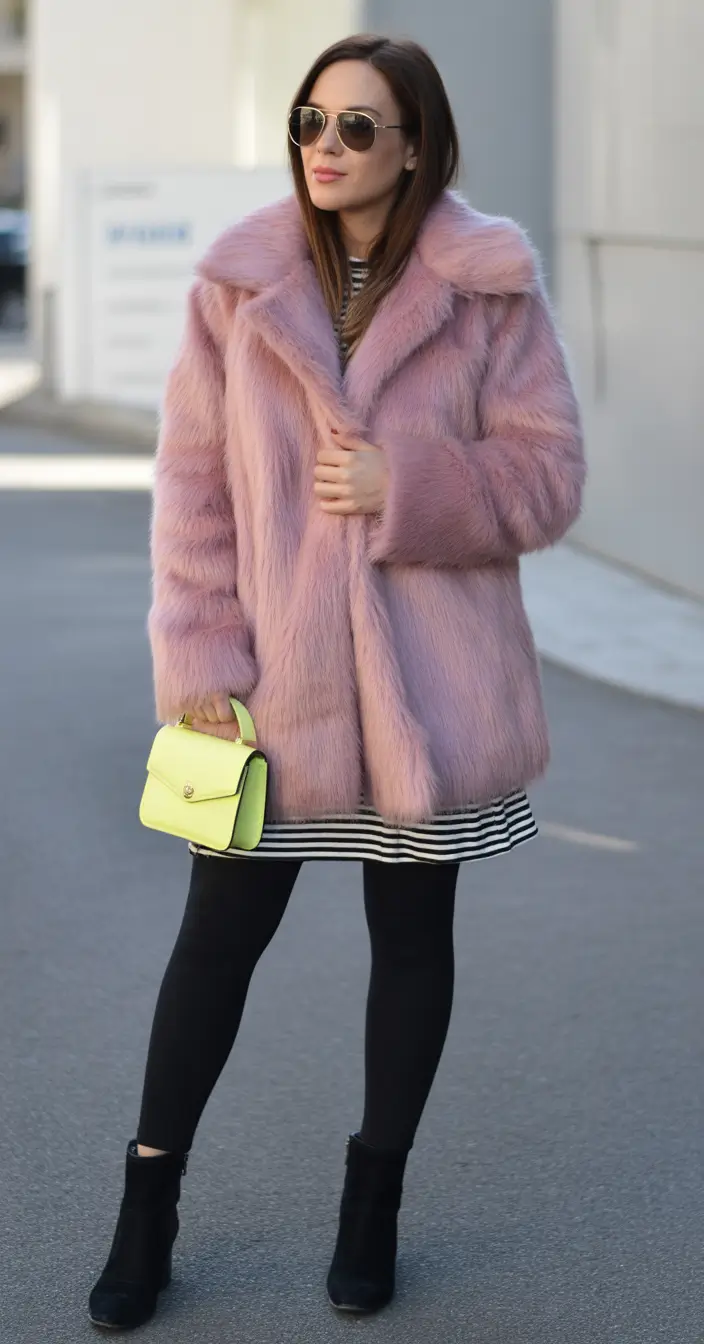 Cold weather street style Playful in Pastel Pink