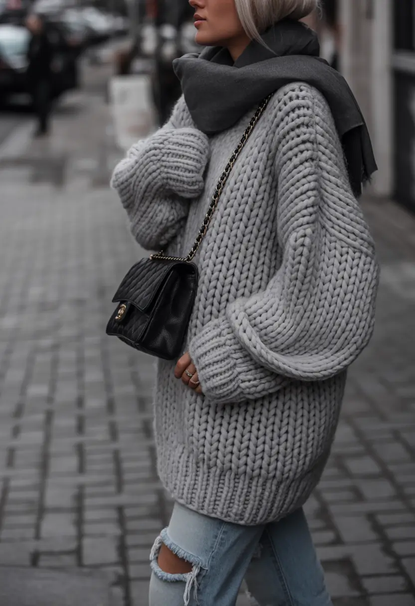 Cold weather street style Oversized Knit Comfort