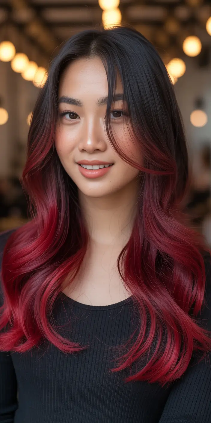 October 2025 Hair Color Trends Crimson Melted Waves
