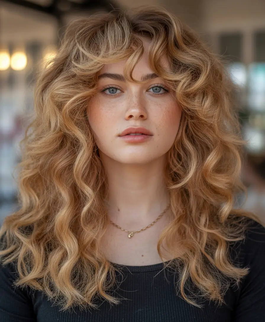 October 2025 Hair Color Trends Golden Curly Layers
