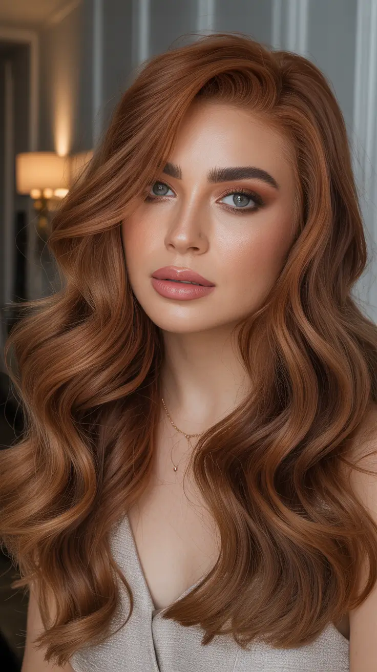 October 2025 Hair Color Trends Chestnut Luxe Waves