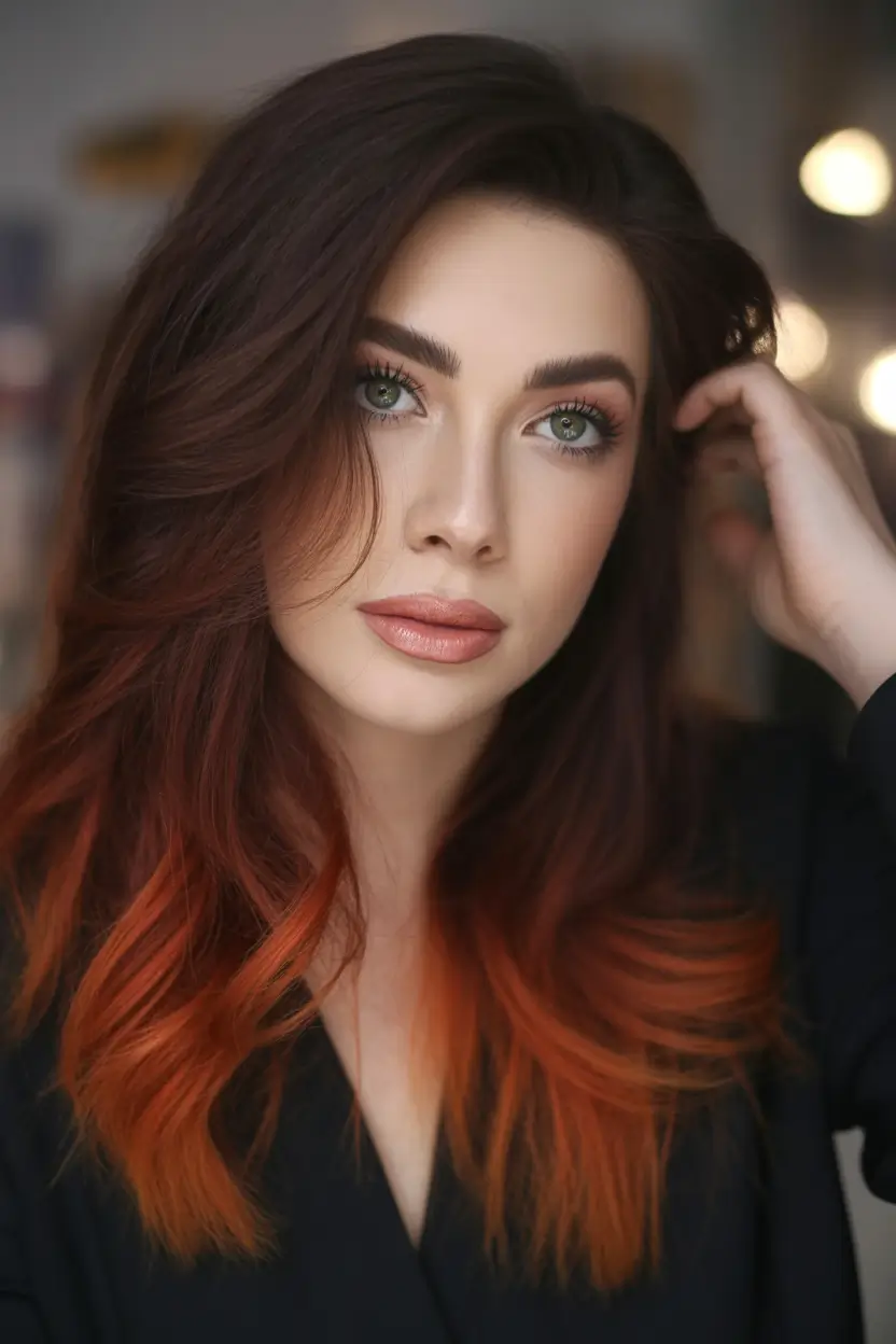 October 2025 Hair Color Trends Chocolate-to-Copper Fade