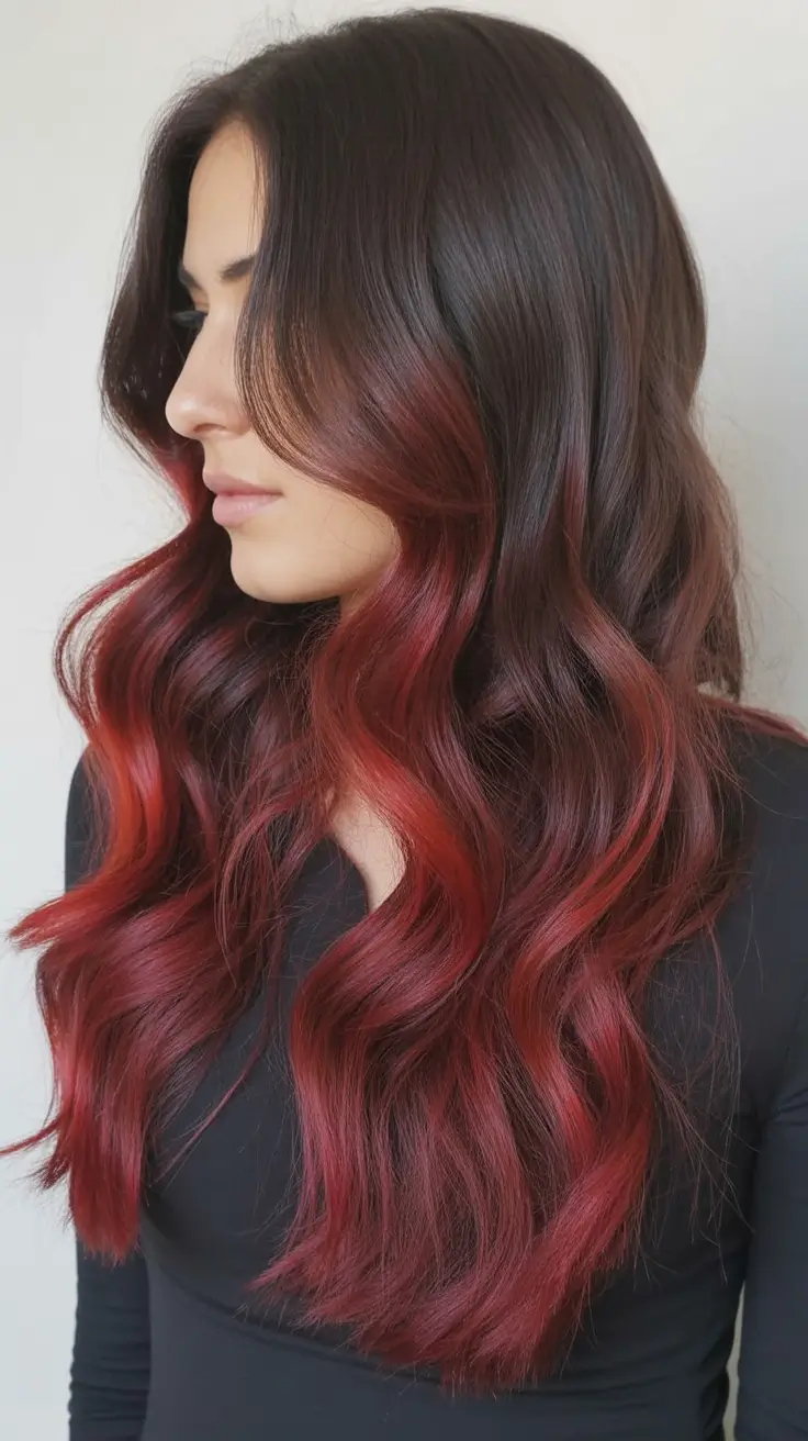 October 2025 Hair Color Trends Romantic Red Balayage