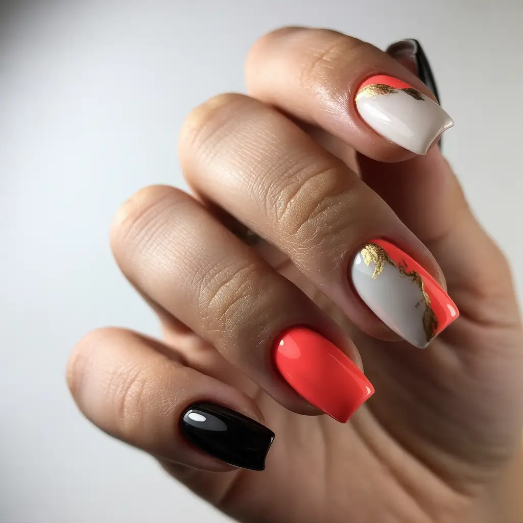 October 2025 Nail Colors Ideas Autumn Coral Mix