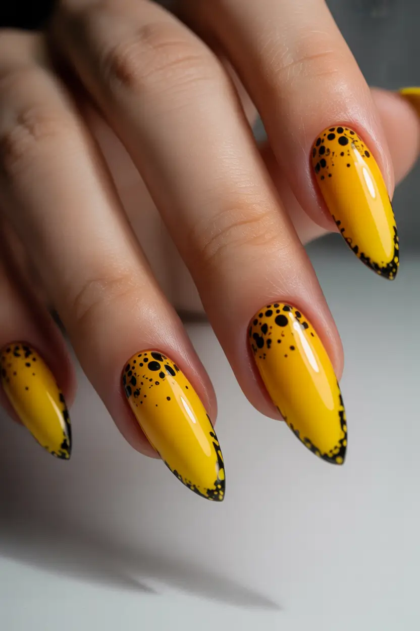 Speckled Yellow Drama from October 2025 Nail Colors Ideas