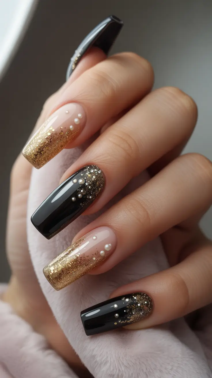 Golden Glam with Pearls from October 2025 Nail Colors Ideas