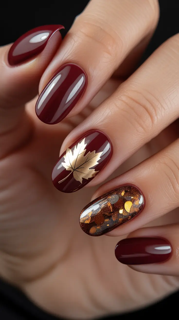 October 2025 Nail Colors Ideas Golden Autumn Maple