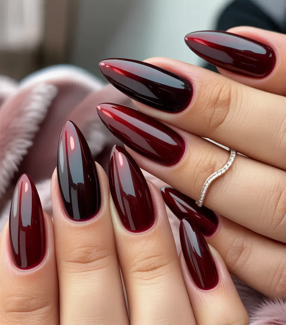 October 2025 Nail Colors Ideas Wine Red Ombre