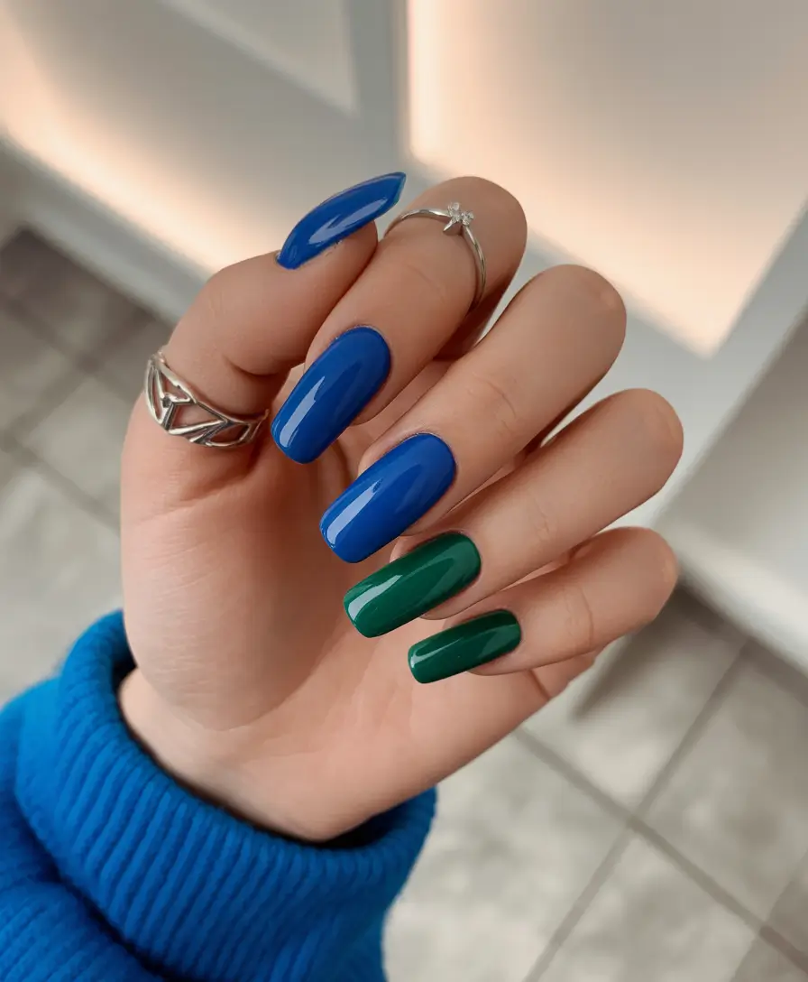 October 2025 Nail Colors Ideas Unexpected Blue and Green Duo