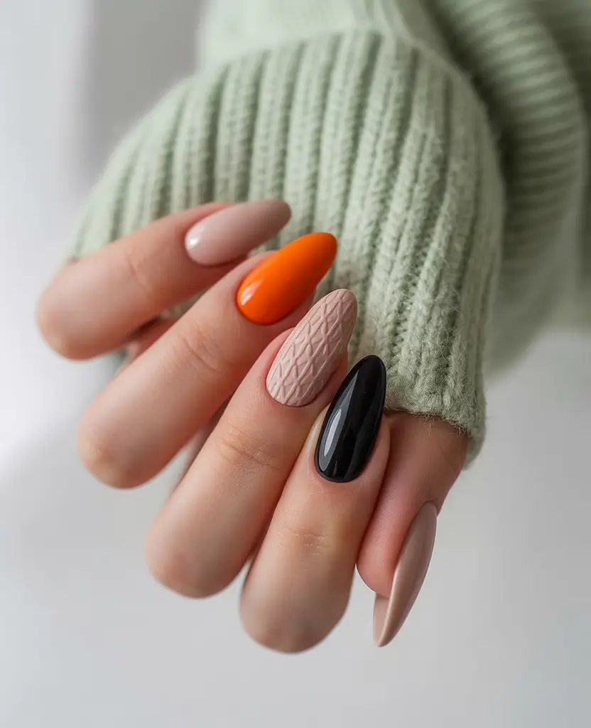 October 2025 Nail Colors Ideas Mix-and-Match Neutrals With a Pop