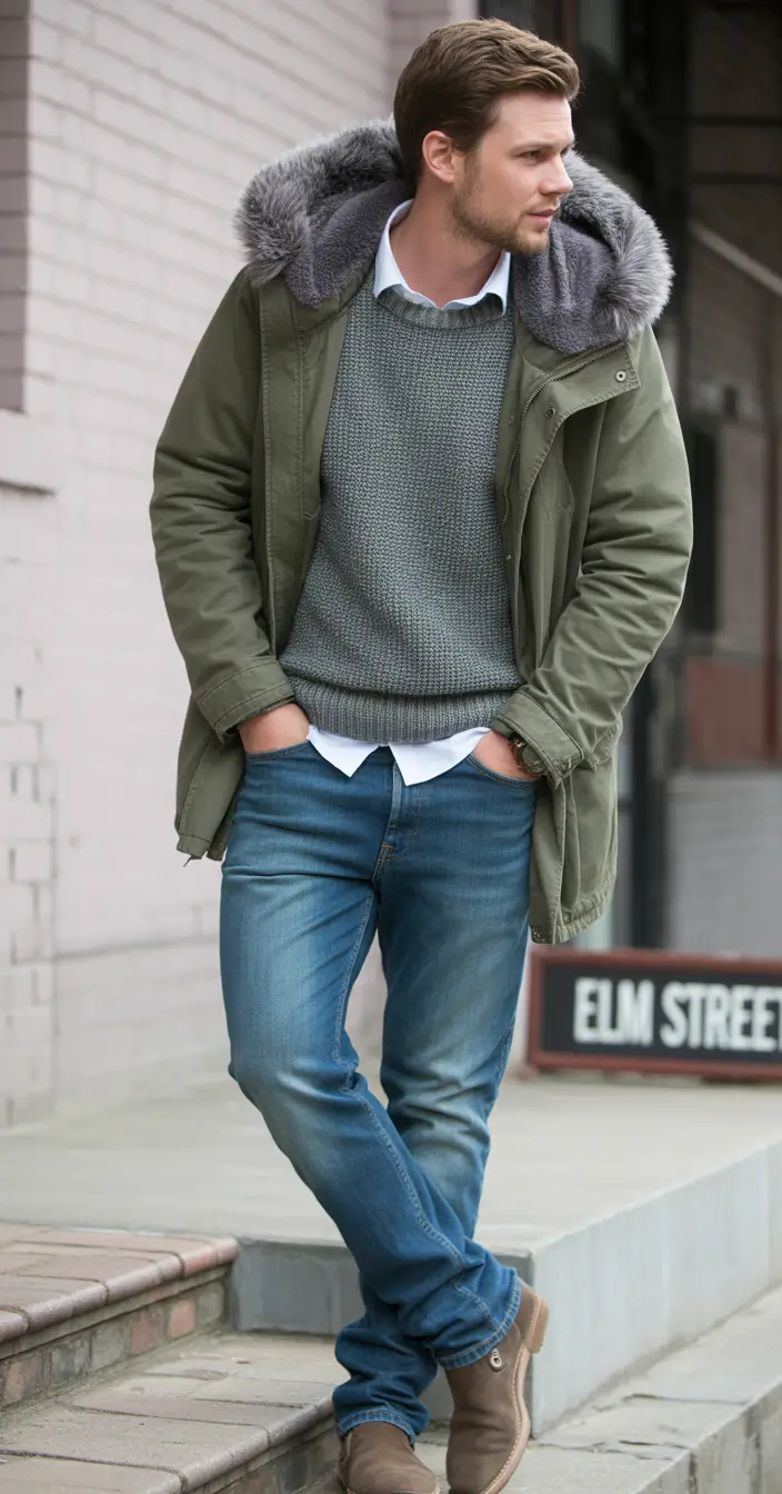 Outfit Ideas for Men Winter 2025 - 2026 Everyday Parka Charm