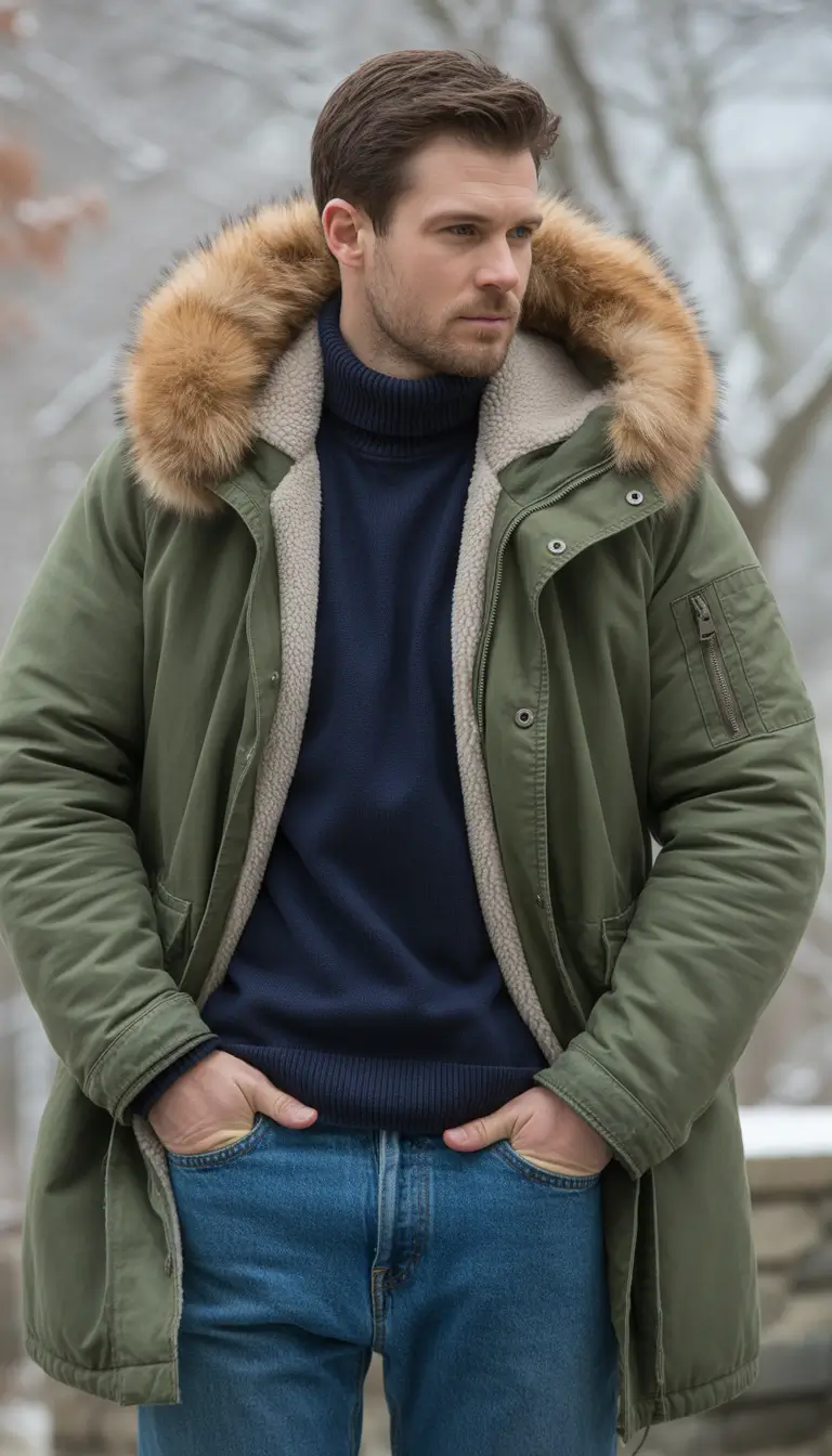 Outfit Ideas for Men Winter 2025 - 2026 Classic Olive & Navy Layers