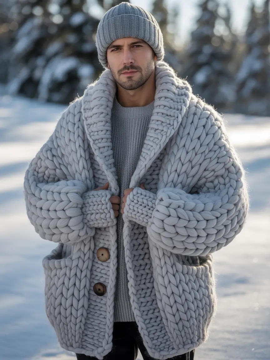 Outfit Ideas for Men Winter 2025 - 2026 Chunky Knit Comfort