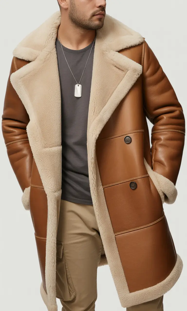Outfit Ideas for Men Winter 2025 - 2026 Shearling Statement