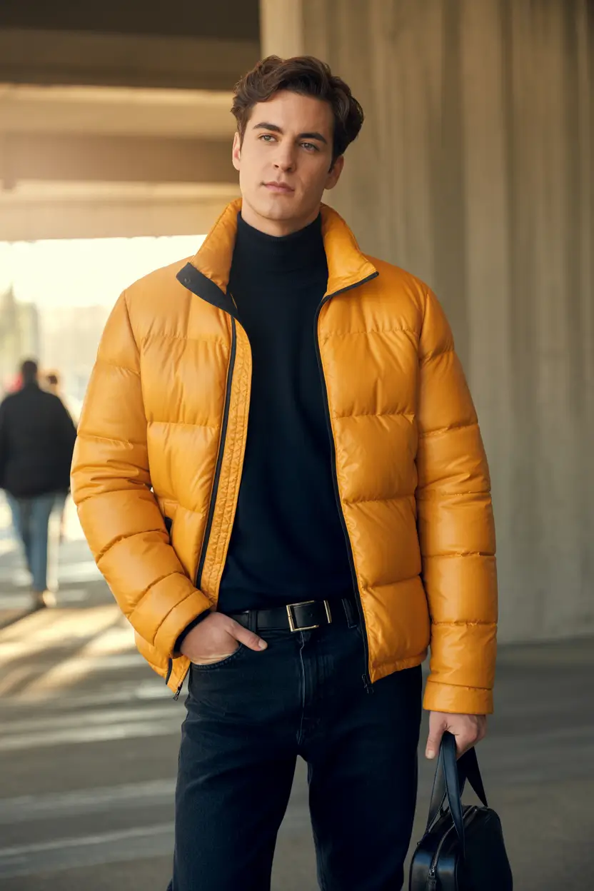 Outfit Ideas for Men Winter 2025 - 2026 Bold Energy in Mustard Yellow