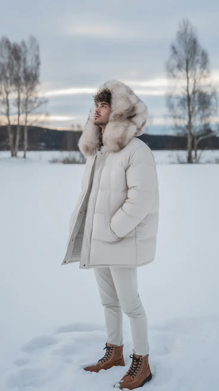 Outfit Ideas for Men Winter 2025 - 2026 Winter Wonderland in White
