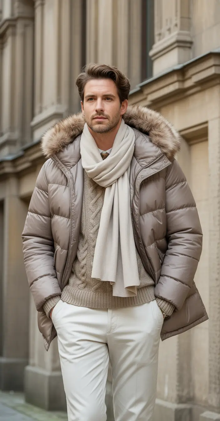Outfit Ideas for Men Winter 2025 - 2026 Layered in Taupe Tones