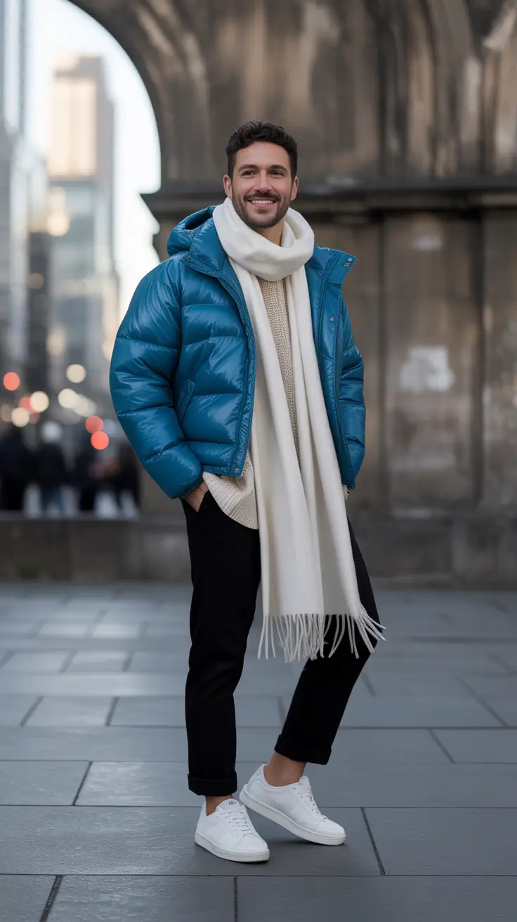 Outfit Ideas for Men Winter 2025 - 2026 Bright Blue with City Confidence