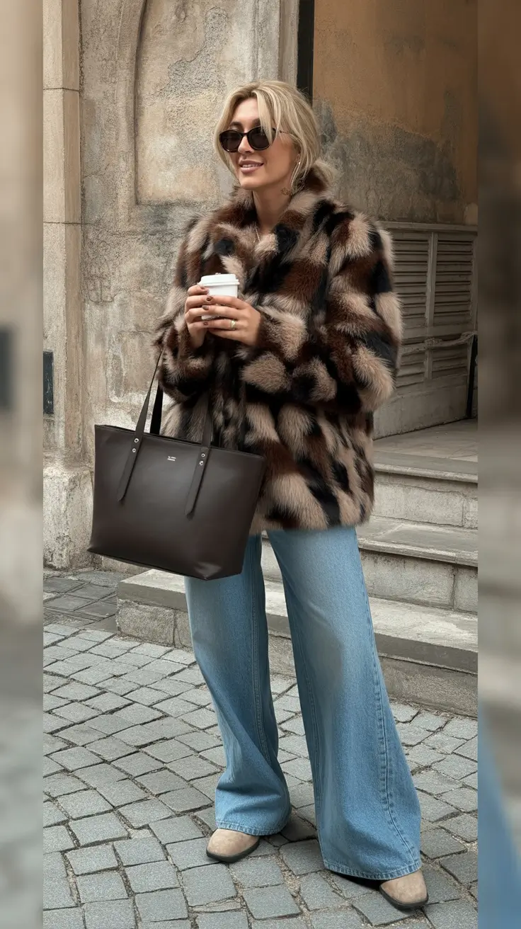 Outfit Inspiration for Winter 2025 2026 Retro Fur with Laid-Back Denim
