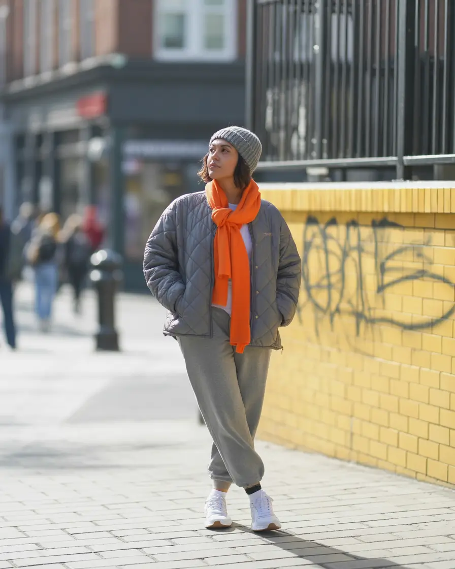 Outfit Inspiration for Winter 2025 2026 Sporty Gray with Neon Pop