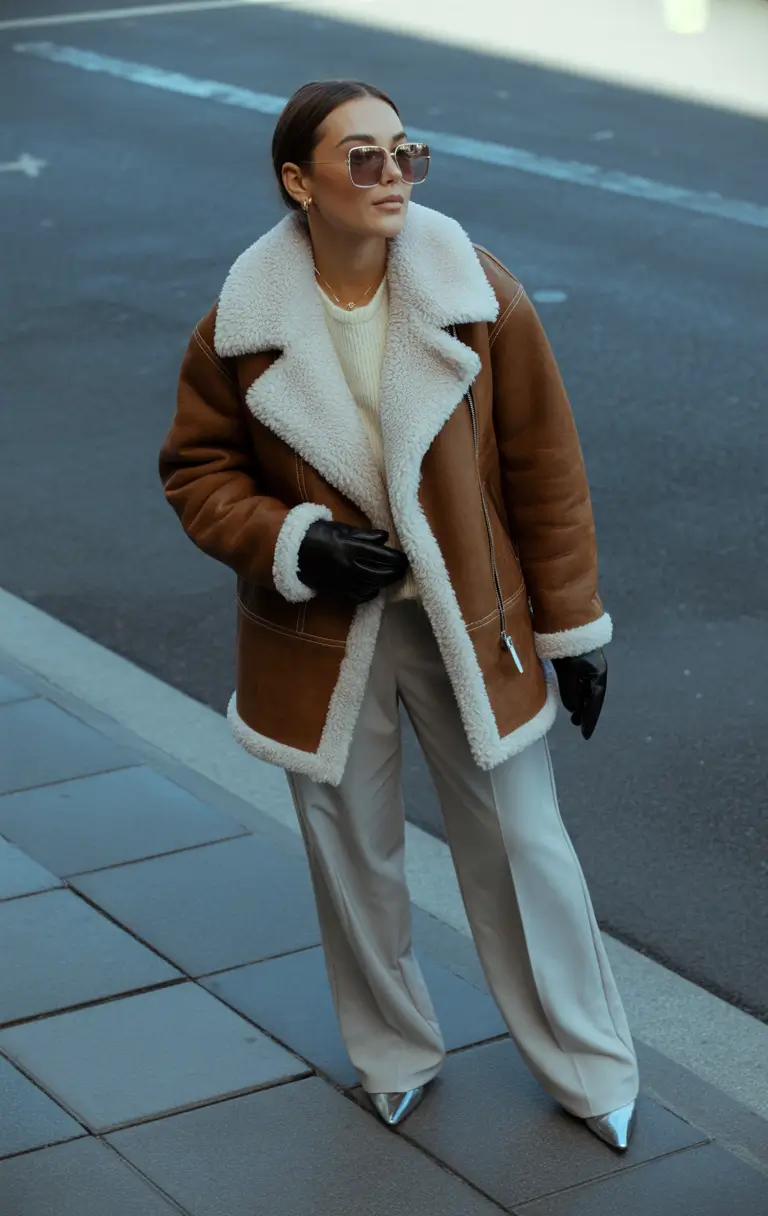 Outfit Inspiration for Winter 2025 2026 Shearling Warmth with Tailored Ease