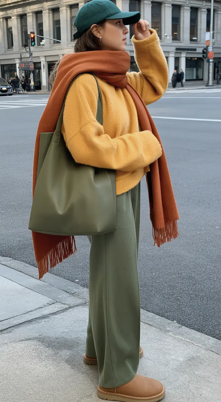 Outfits for Early Winter 2025 Warm Yellow and Rust Contrast