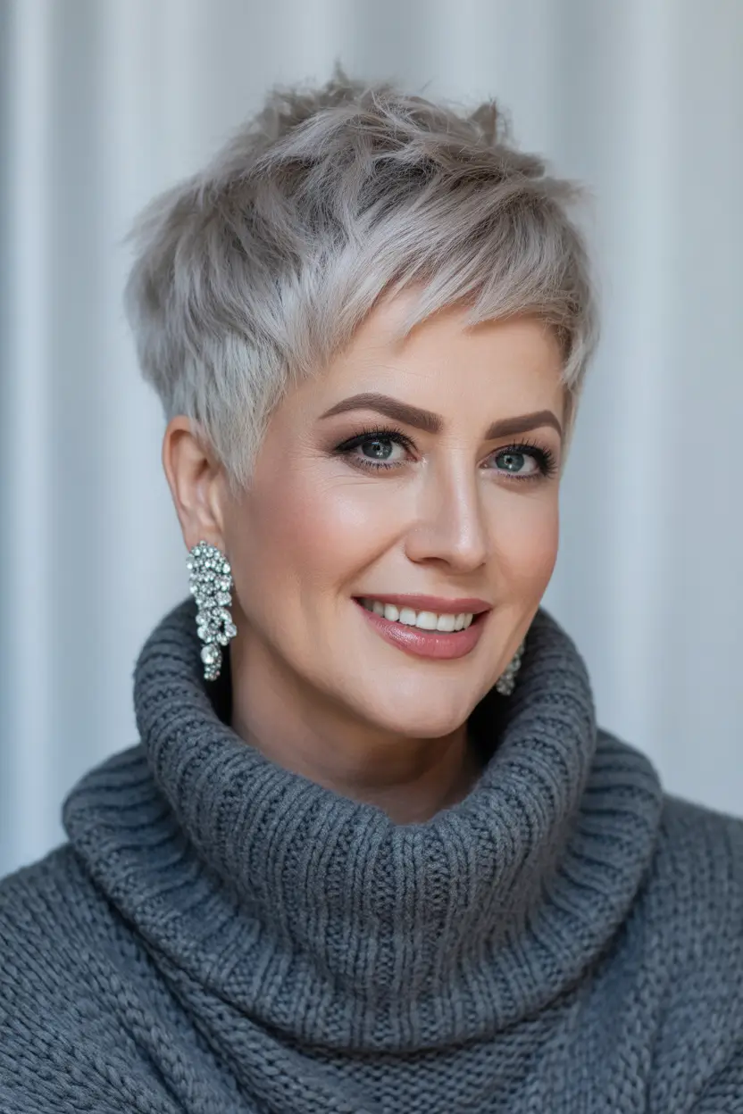 Pixie Haircuts Ideas for Winter 2025–2026 Silver Chic Pixie