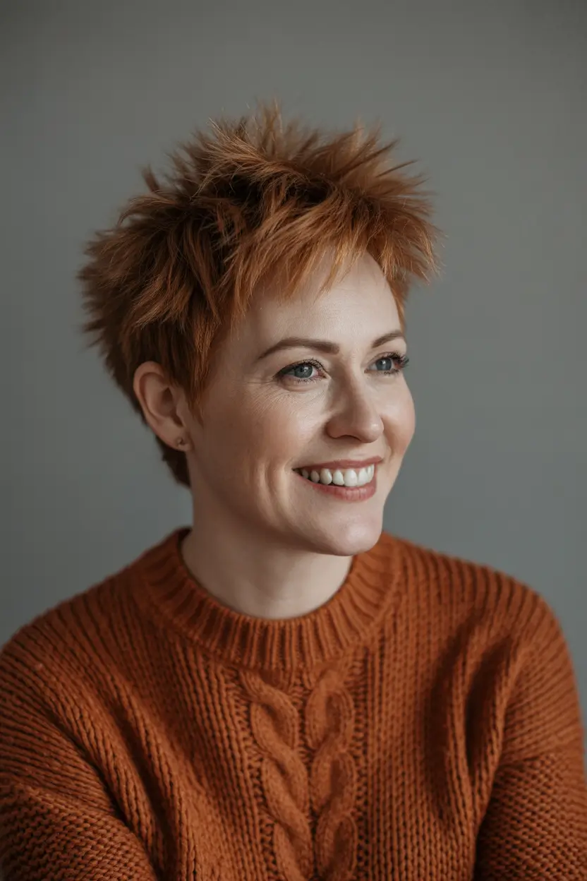 Pixie Haircuts Ideas for Winter 2025–2026 Rusty Copper Pixie