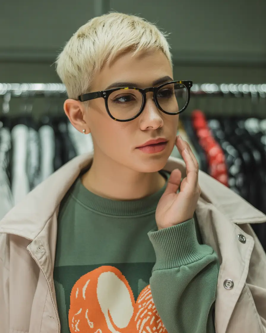 Pixie Haircuts Ideas for Winter 2025–2026 Minimalist Platinum Pixie