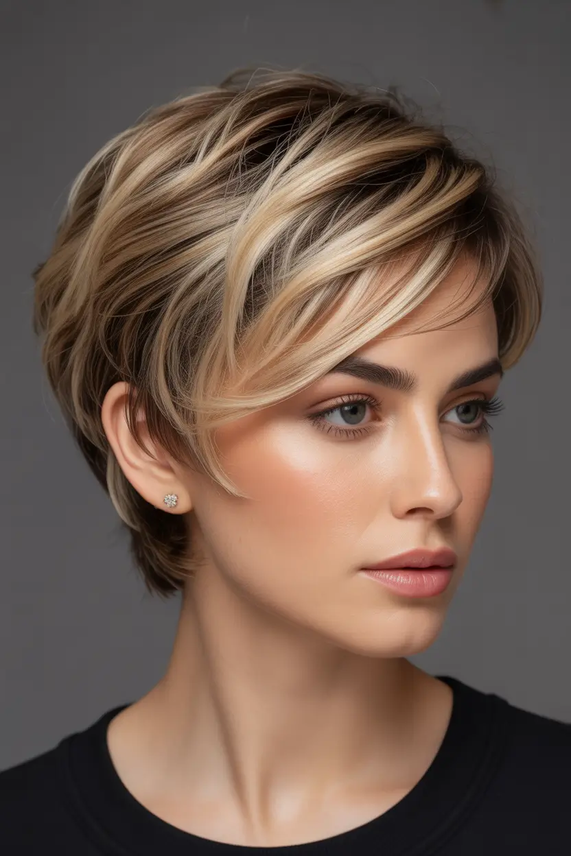 Pixie Haircuts Ideas for Winter 2025–2026 Longer Blonde Pixie with Layers