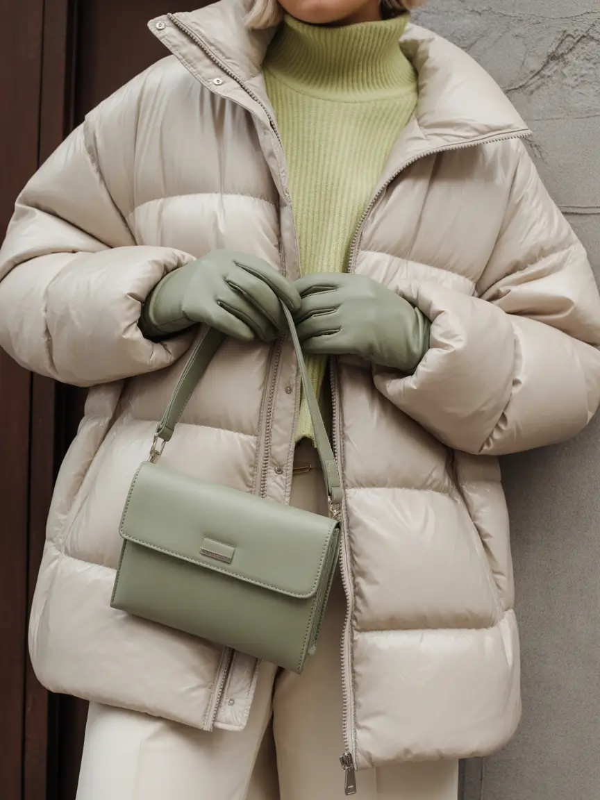 Puffer Jacket Outfit Ideas Winter 2025-2026 Creamy Softness With Olive Accents