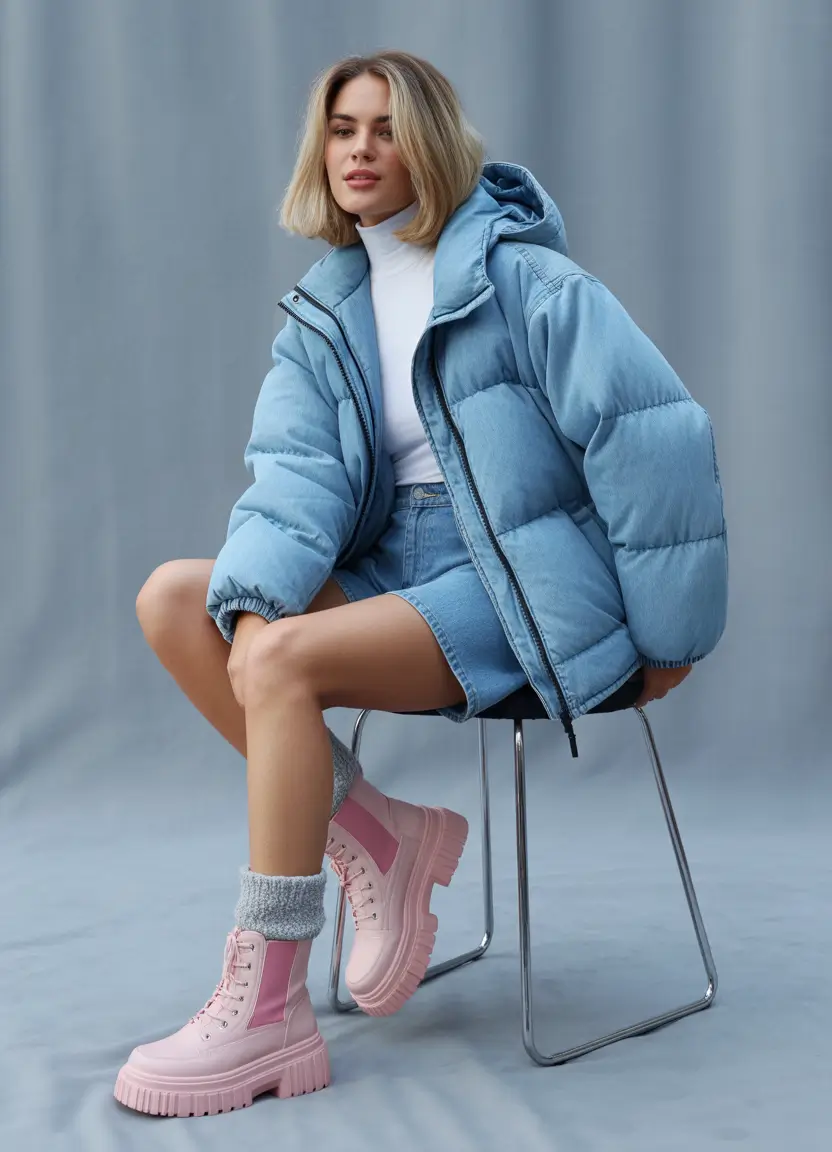 Puffer Jacket Outfit Ideas Winter 2025-2026 Denim-On-Denim Cool