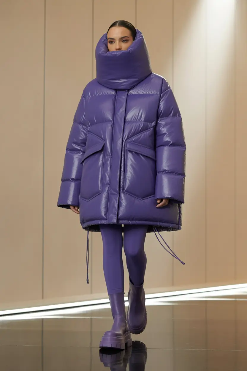 Puffer Jacket Outfit Ideas Winter 2025-2026 Ultra Violet Statement