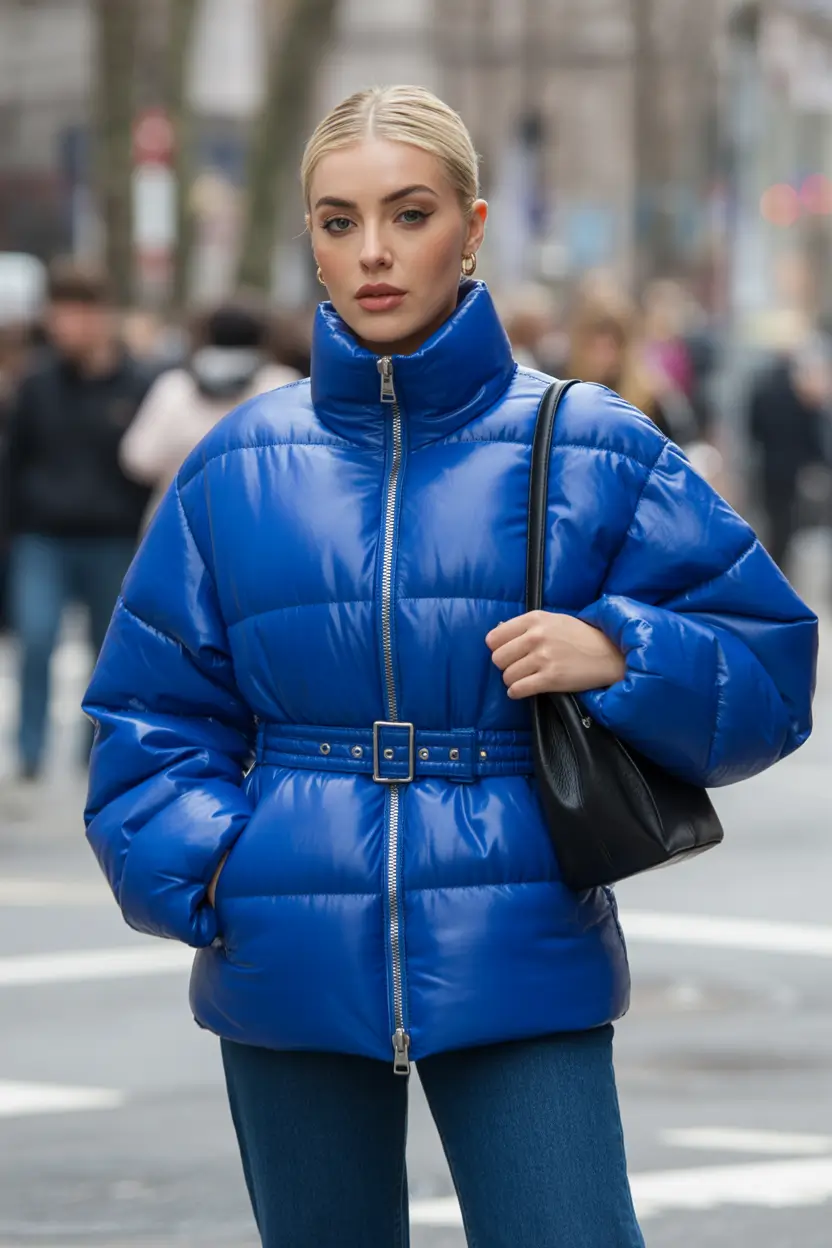 Puffer Jacket Outfit Ideas Winter 2025-2026 Classic Blue With a Twist