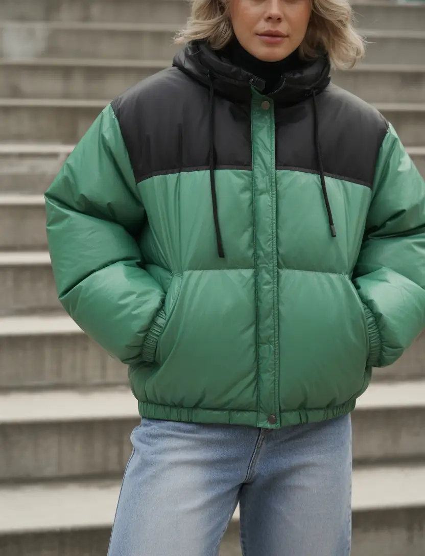 Puffer Jacket Outfit Ideas Winter 2025-2026 Two-Tone Green Street Cool