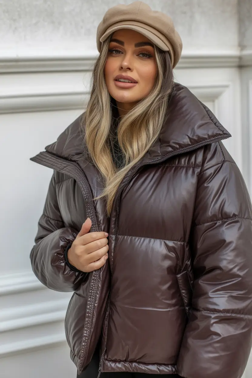 Puffer Jacket Outfit Ideas Winter 2025-2026 Chocolate-Toned Softness
