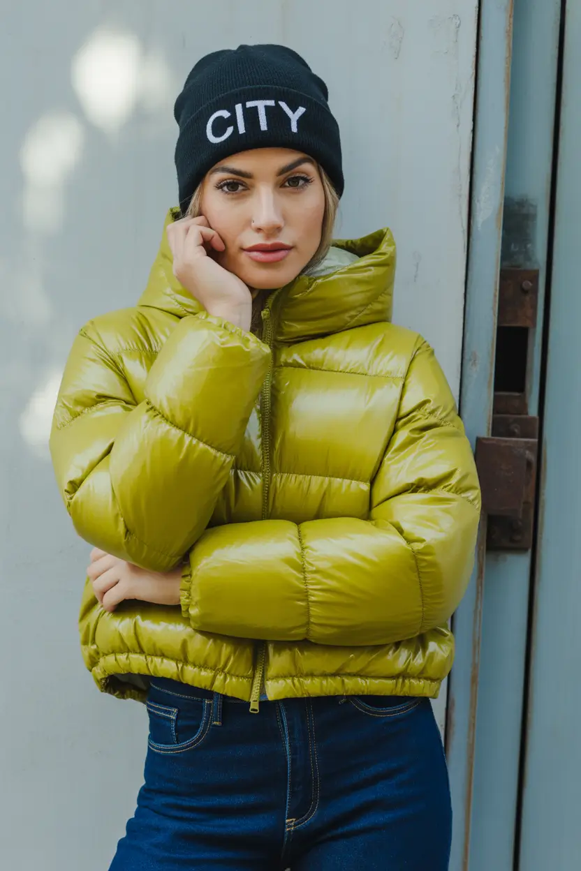 Puffer Jacket Outfit Ideas Winter 2025-2026 Lime-Toned City Pop