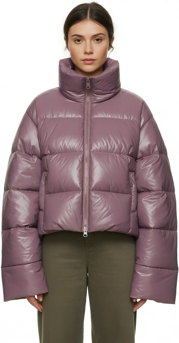 puffer jacket outfit Winter 2025 2026 Muted Lavender Statement