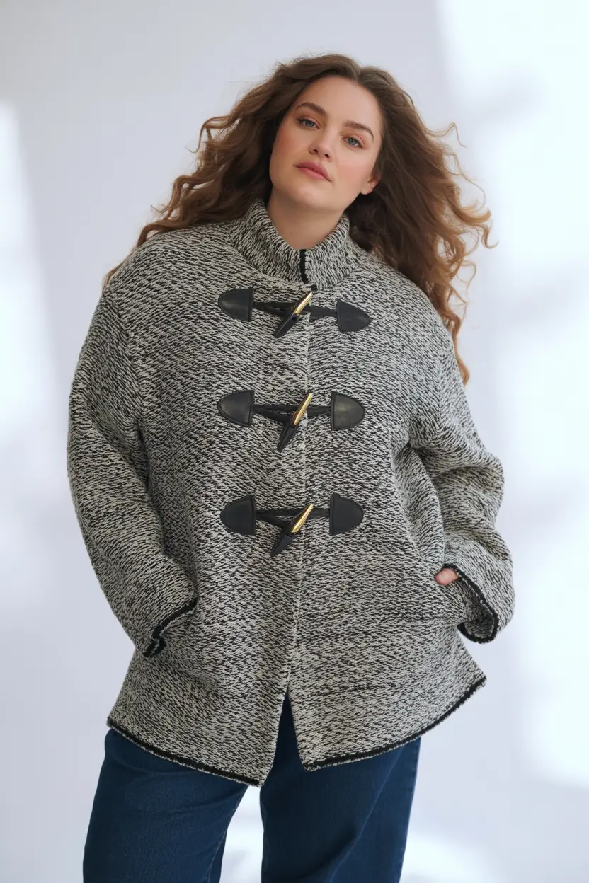 Stylish Plus Size Outfits Winter 2025–2026 Classic Toggle Coat