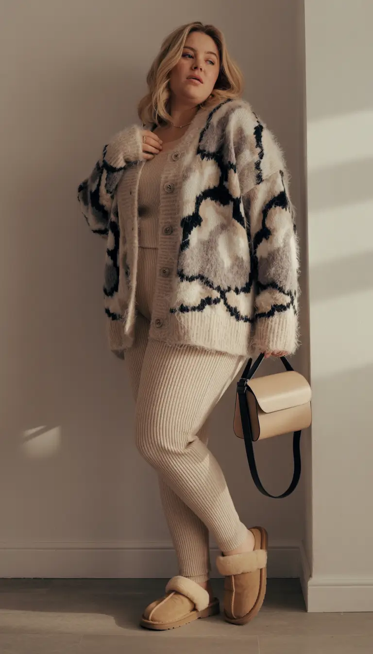 Stylish Plus Size Outfits Winter 2025–2026 Relaxed Knit Set
