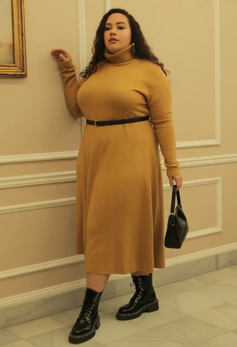Stylish Plus Size Outfits Winter 2025–2026 Golden Hour Dress
