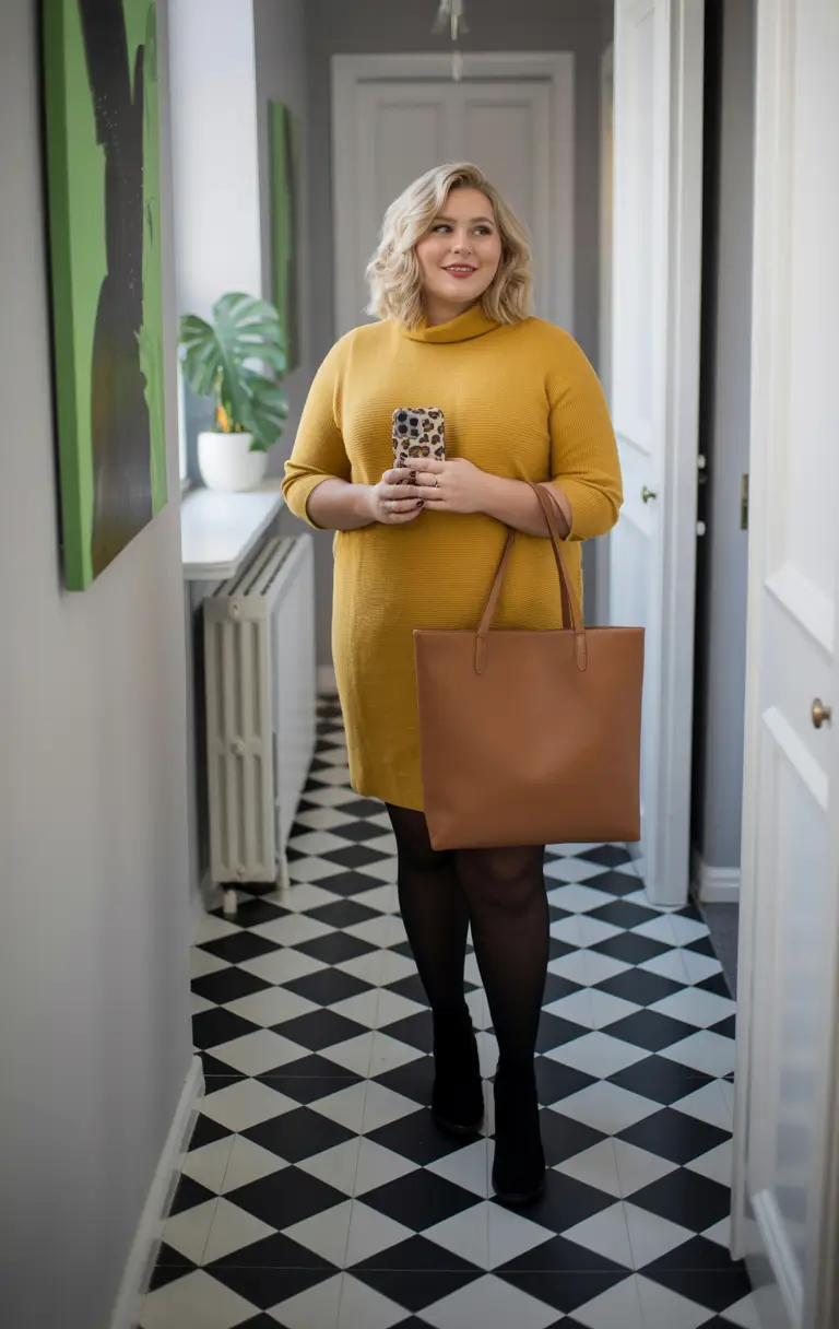 Stylish Plus Size Outfits Winter 2025–2026 Modern Minimalist Mustard