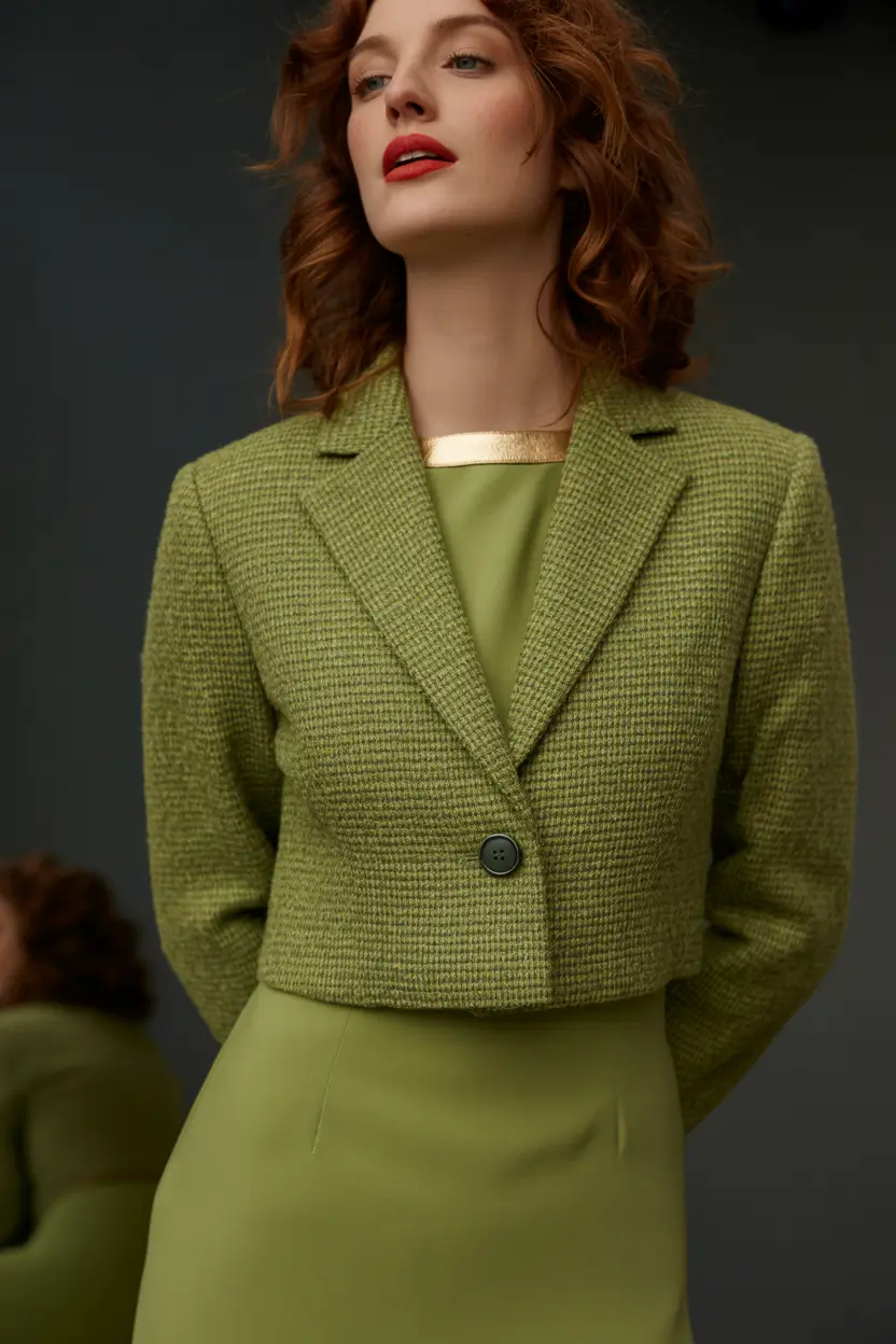 Women winter office outfits women cold Modern Green Elegance