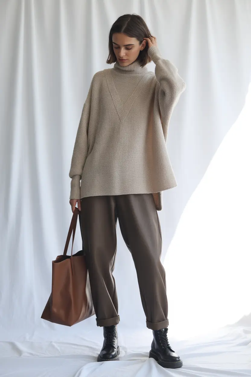 Women casual work wardrobe Relaxed Knit & Trousers