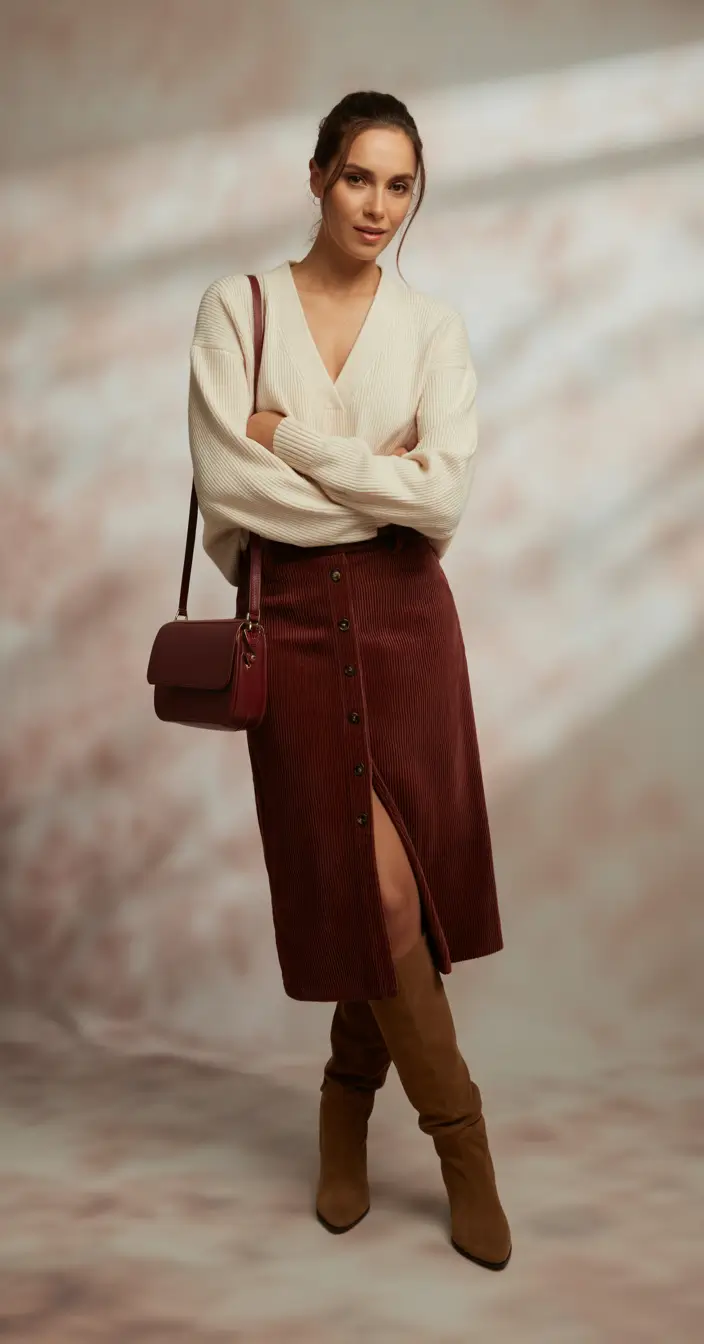 Women casual business casual Soft Knit and Corduroy Blend