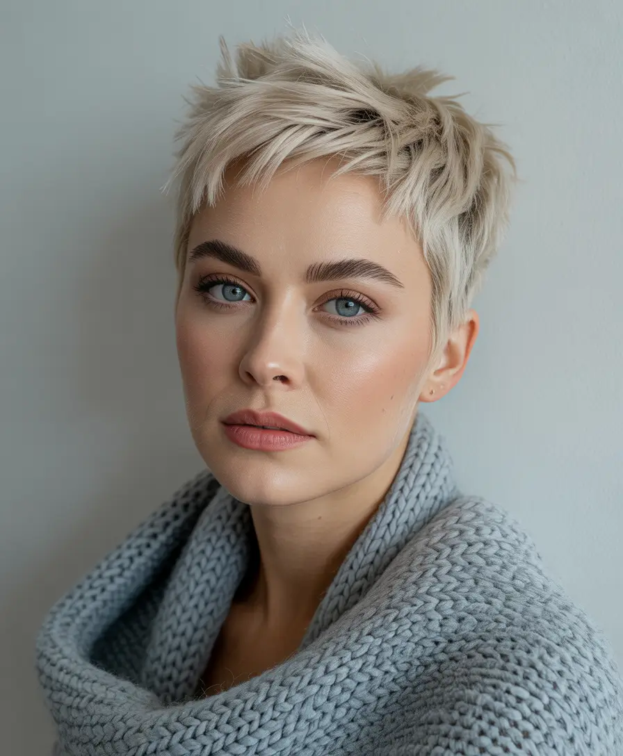 Trendy Short Haircuts Winter 2025–2026 – Choppy Blonde Pixie